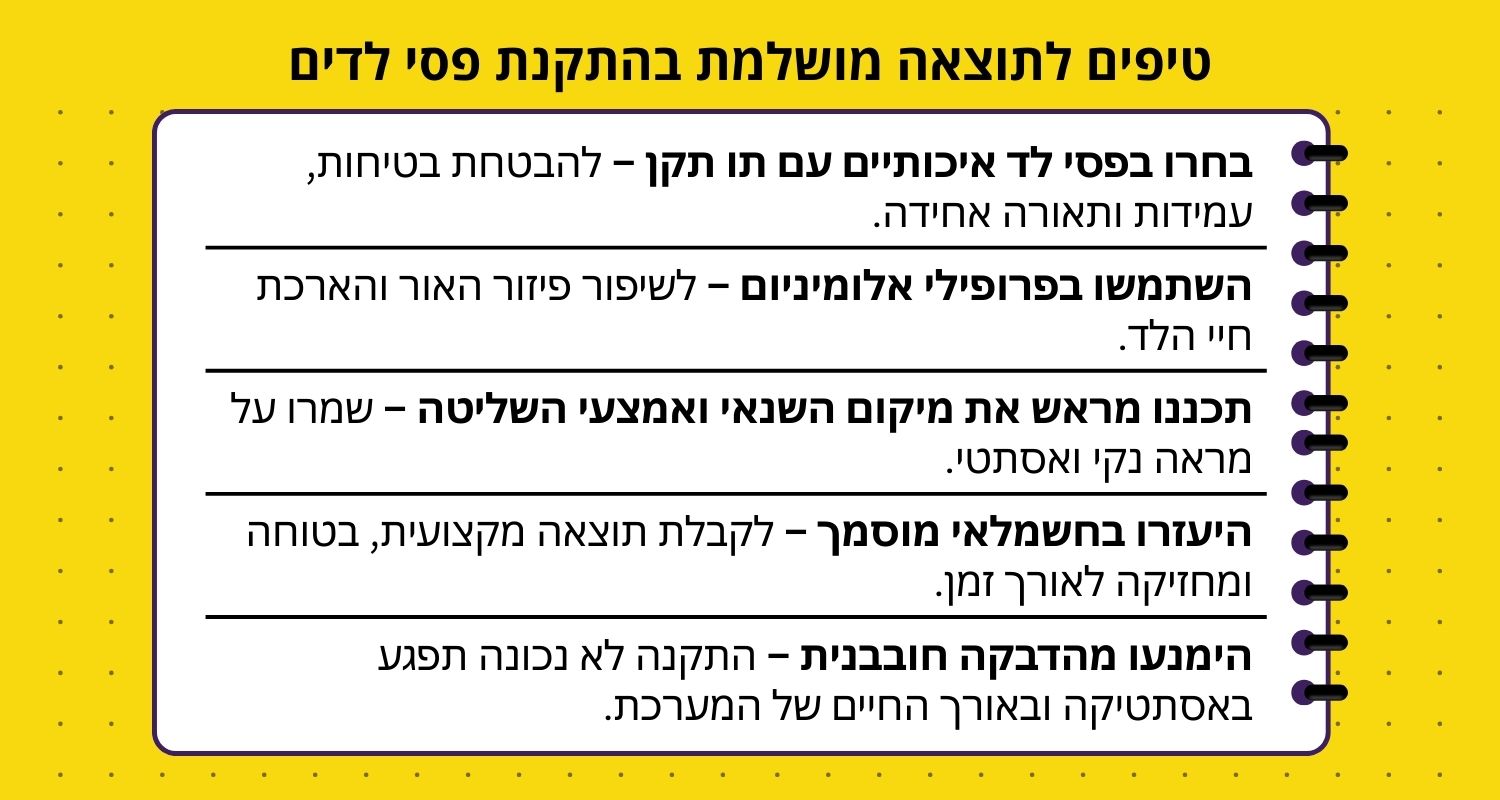 טיפים לתוצאה מושלמת בהתקנת פסי לדים